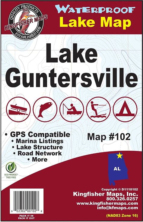 Kingfisher 102 Waterproof Map Lake Guntersville Al