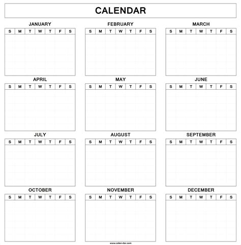 Blank Yearly Calendar Customize And Print