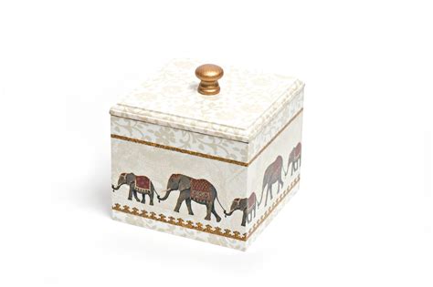 Elephant Design Trinket Box Wooden Handmade Decoupaged In Uk Etsy