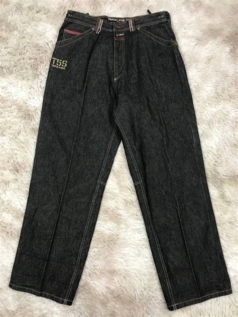 Triple 5 Soul Triple Five Soul Black Shiny Baggy Carpenter Pants Denim