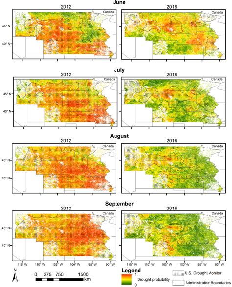 Modeled Drought Hazard In The Missouri Basin Usa Compared To The Us