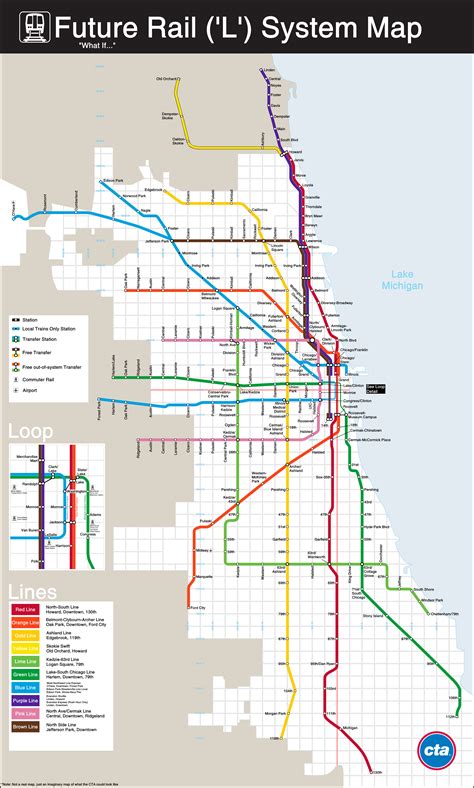 Chicago Metro Map Blue Line Map