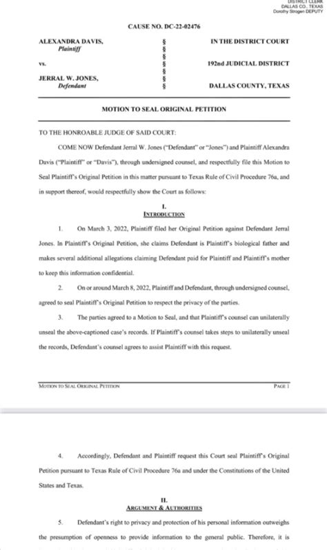 PHOTO Of Lawsuit Showing Jerry Jones Illigetimate Babe Is Suing Him