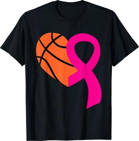 Basketball Pink Ribbon Cool Breast Cancer Awareness Ts T Shirt Clothing