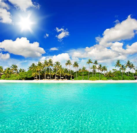 Landscape Of Tropical Island Beach With Blue Sky Stock Photo Image