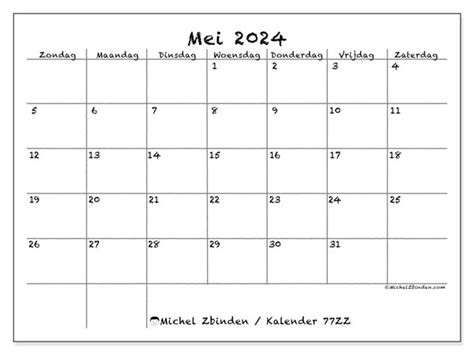 Kalender Mei 2024 Om Af Te Drukken “77zz” Michel Zbinden Sr