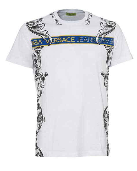 Versace Jeans Mens Baroque Tape T Shirt White Tee