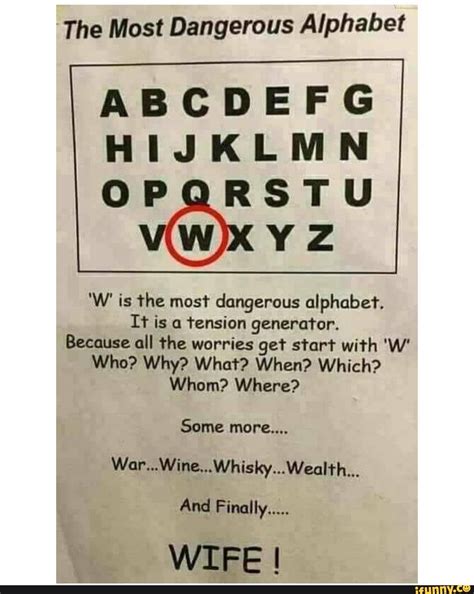 The Most Dangerous Alphabet Abcdefg Hijklmn Opqrstu Yz W Is The Most
