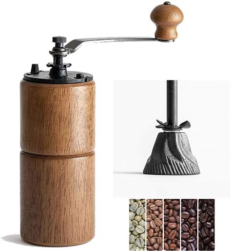 Wooden Manual Coffee Grinder Hand Crank Coffee Mill With Grind Settings