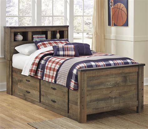 Ashley Signature Design Trinell Rustic Look Twin Bookcase Bed With