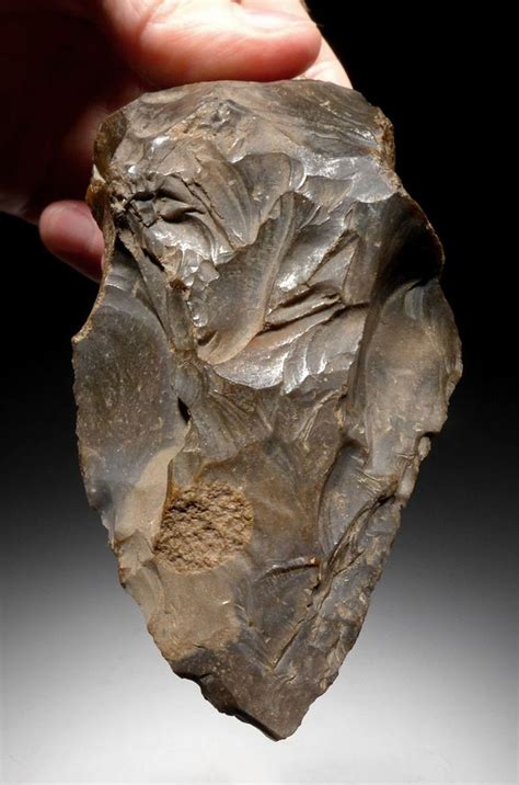Large Museum Class Neanderthal Mousterian Flint Hand Axe Of Ingenious