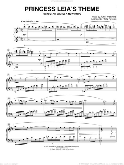Williams Princess Leias Theme Sheet Music For Piano Solo Pdf