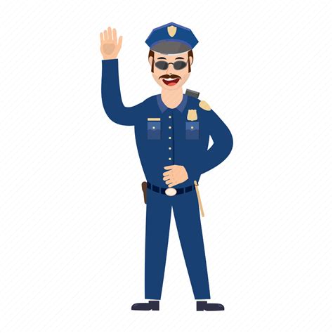 Cartoon Man Officer Police Policeman Security Uniform Icon