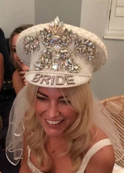 White Sequin And Rhinestone Bridal Hat Bride Squad Hathen Etsy