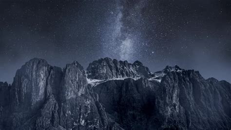 Milky Way Over Passo Gardena In Dolomites Timelapse Stock Footage