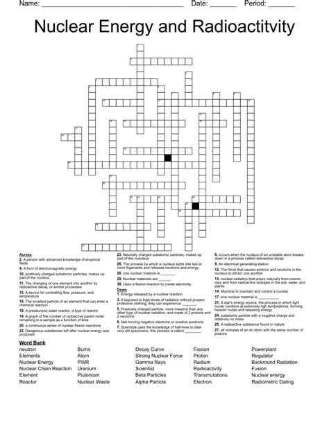 Nuclear Energy And Radioactitvity Crossword Wordmint