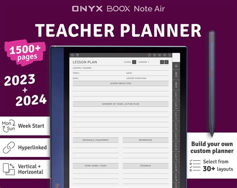 2023 2024 Boox Note Air Teacher Planner Hyperlinked Digital Etsy In