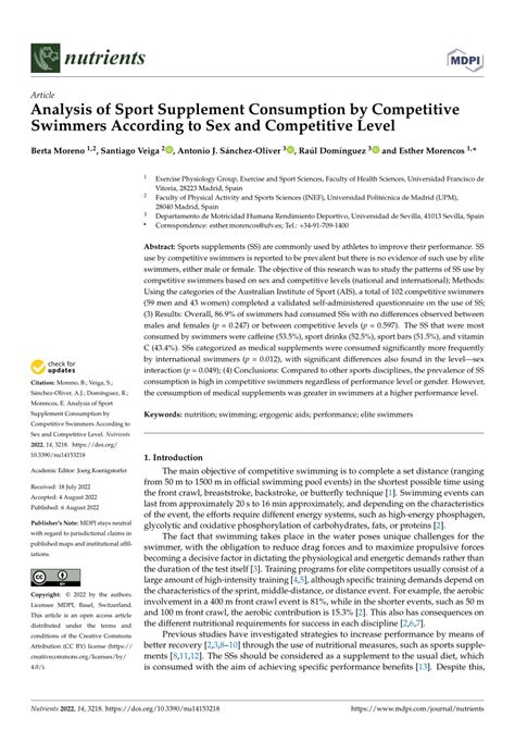 Pdf Analysis Of Sport Supplement Consumption By Competitive Swimmers