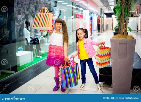 Kids Shopping In Mall Stock Image Image Of Person Caucasian 93740581