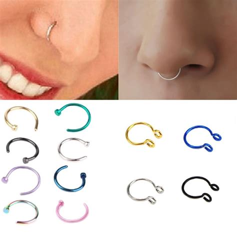 Sale 1pcs U Shaped Fake Nose Ring Hoop Septum Rings Stainless Steel Nose Piercing Fake Piercing