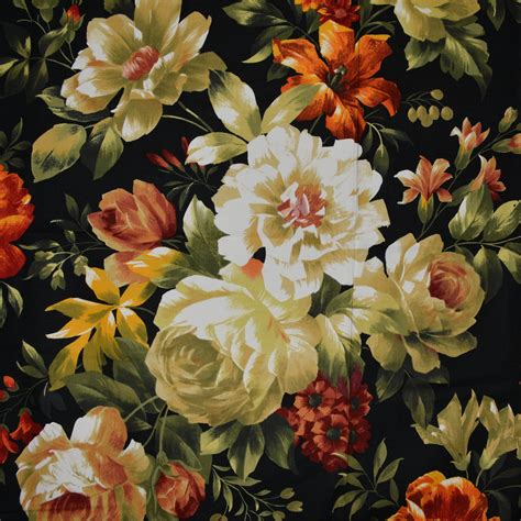 Autumn floral fabric, Fall floral with roses, Michael Miller