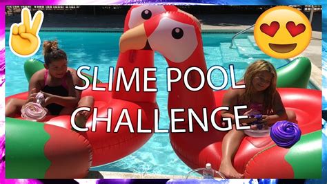 Swimming Pool Slime Challenge Making Slime On A Giant Floaty Youtube