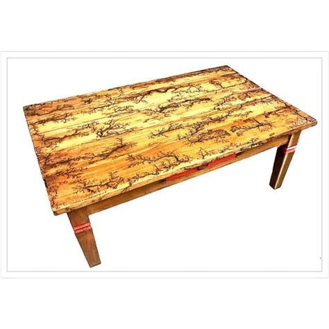 Alaterre claremont rustic wood coffee table. Rustic Lichtenberg Fractal Vintage Solid Oak Coffee Table ...