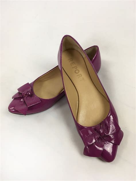 Womens Purple Patent Leather Shoes Ballet Flats Report Slip Ons