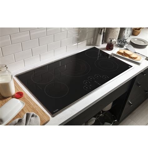 Ge Profile 36 Built In Electric Cooktop Stainless Steel On Black