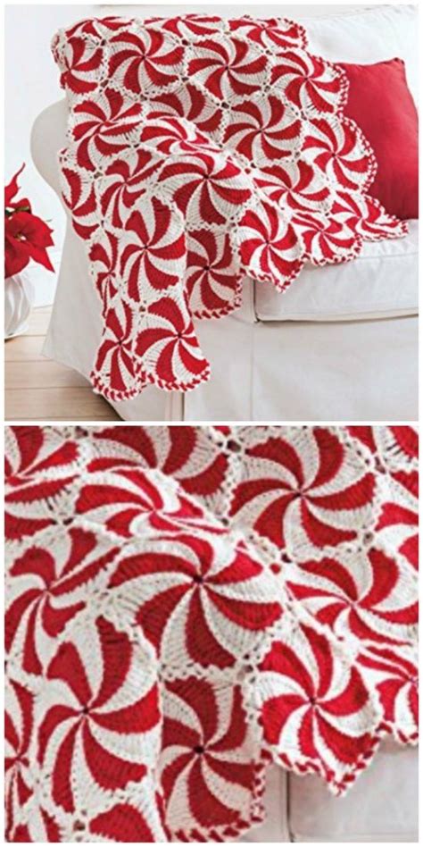 Crochet Peppermint Swirl Afghan The Whoot Holiday Crochet Patterns