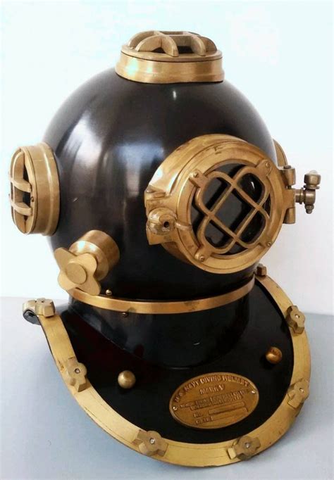 Scuba diving divers helmet u.s navy mark v original antique 18 deep sea diver's. Antique | Reproduced Black/Gold US Navy Mark V Deep Sea ...