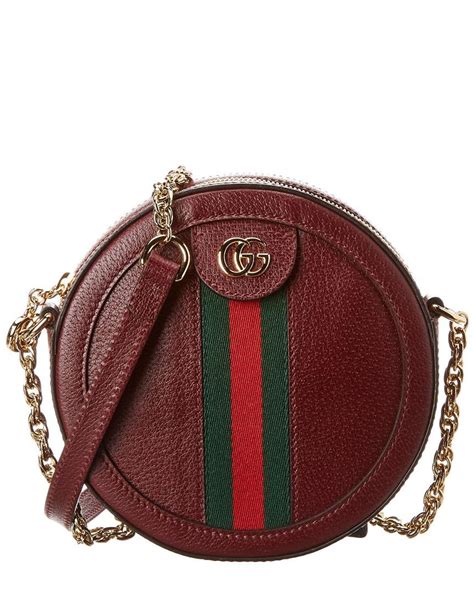 Gucci Ophidia Mini Round Leather Shoulder Bag In Red Lyst