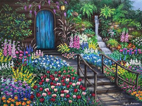Waterfall Cottage Garden Patreon Exclusive Challenge Acrylic Painting