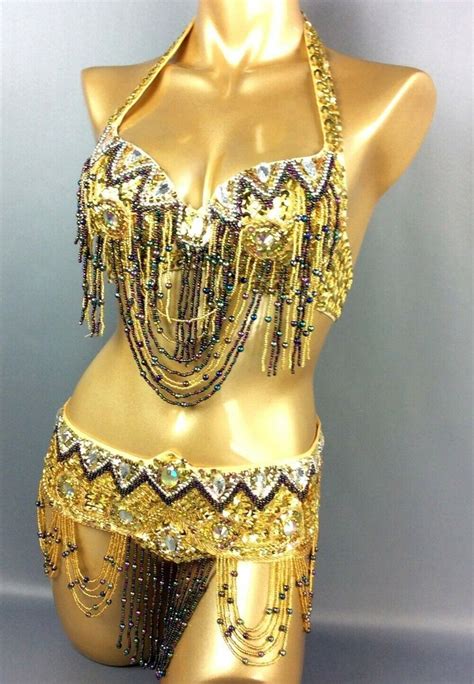 Professional Belly Dance Costume Set 2 Pics Bra Top Hip Scarf Belt Carnival Ebay