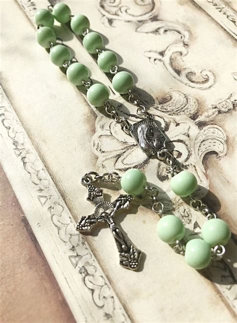Handmade Mint Green Glass Beaded Single Decade Rosary Etsy Glass