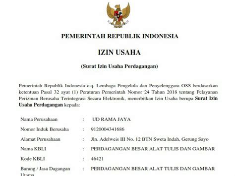 Contoh Surat Izin Usaha Dagang Ud 54 Koleksi Gambar