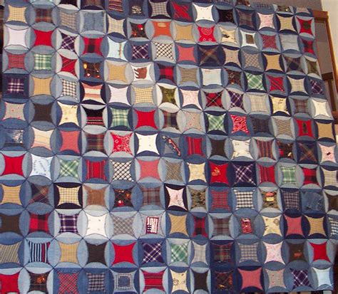 Quilt Inspiration Faux Cathedral Windows From Denim Jeans