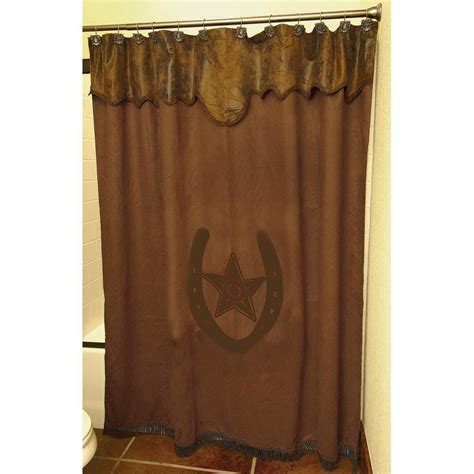Find western shower curtain, oval window curtains, primitive style country curtains, curtain ideas, window curtains, extra long shower curtain etc. Western Moments Star/Horseshoe Shower Curtain | HorseLoverZ