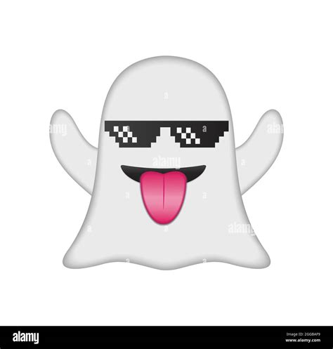 Ghost Emoji Vector Illustration Isolated Halloween Ghost Emoticon On