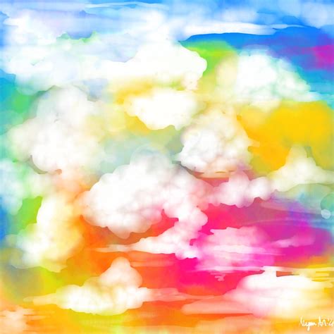 Clouds In Rainbow Sky Painting Digital Download Etsy