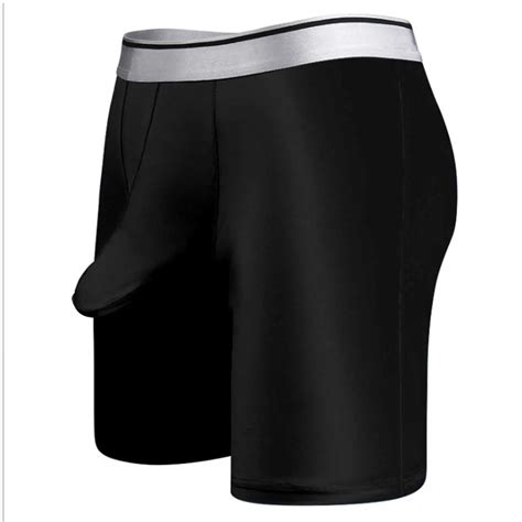 men stretchy bulge pouch underwear breathable boxer brief solid color elastic waistband sports