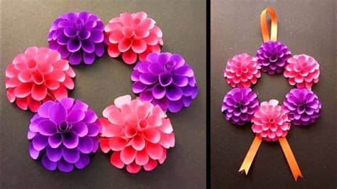 Tissue paper flowers ~ here is another great simple paper craft on how to make tissue paper flower. How to make beautiful wall hanging paper flowers | Very ...