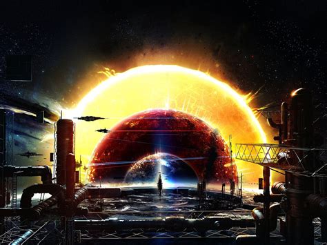 1600x1200 Science Fiction Space Artwork Sun Digital Art Wallpaper 