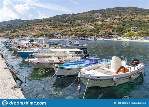 Many Colorful Boats Are Located In The Harbour Of Agios Nikolaos