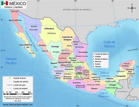 Los 32 Estados De México Con Sus Capitales 🥇 Mapa Con Estados