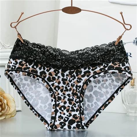 Nitaly Sexy Lace Cotton Panties Womens Underwear Stripe Leopard Print
