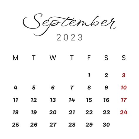 September 2023 Minimalist And Aesthetic Monthly Calendar High Images