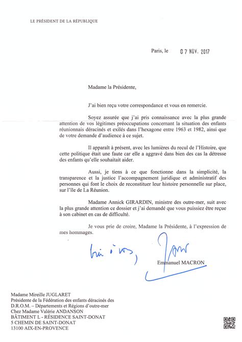 Lettre Du Monsieur Le Président De La République Emmanuel Macron