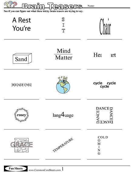 Brain Teaser Worksheets Brain Teasers For Kids Fun Worksheets Brain