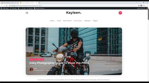 Sidebar Layout Kayleen Blog Magazine WordPress Theme YouTube